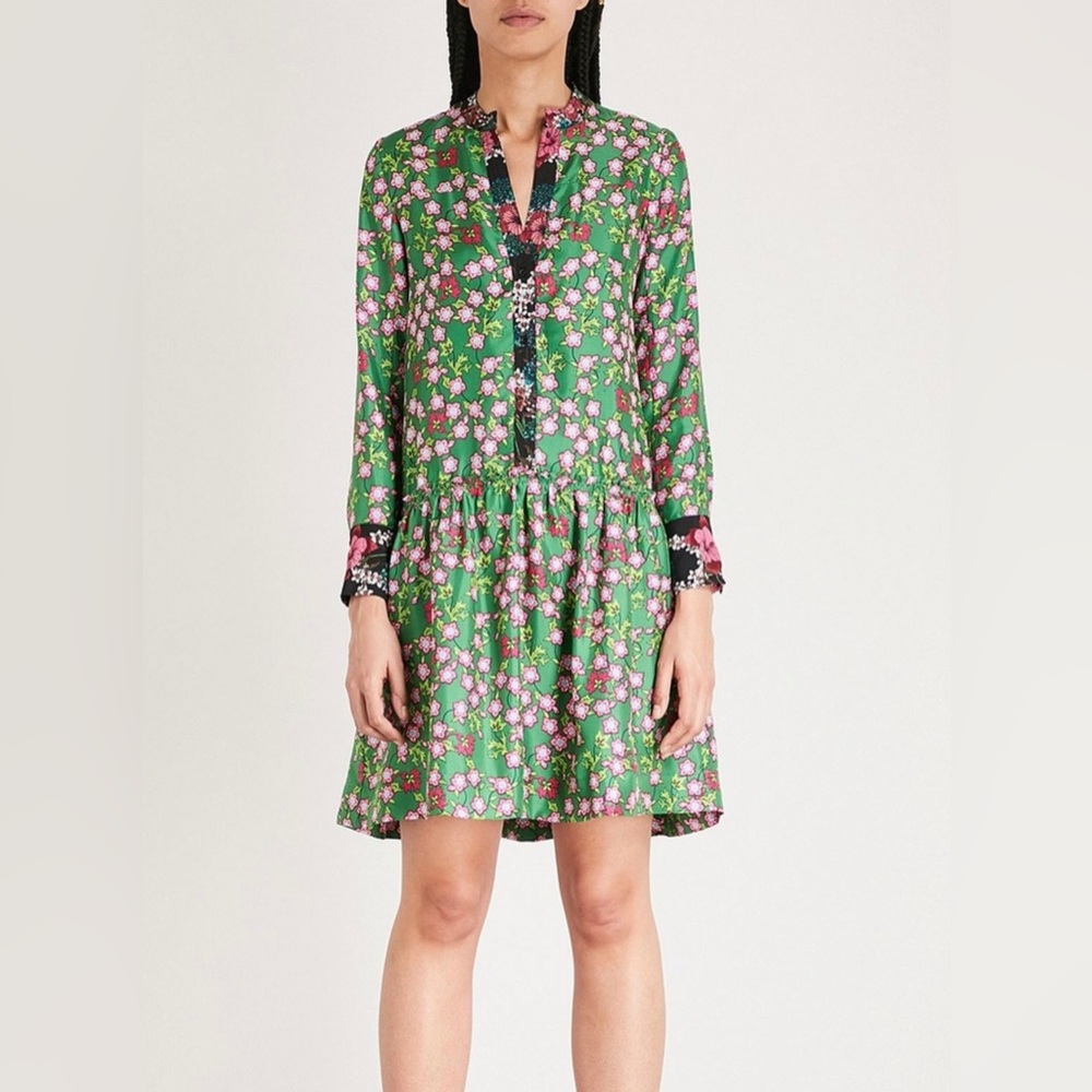 SANDRO GREEN SILK DRESS